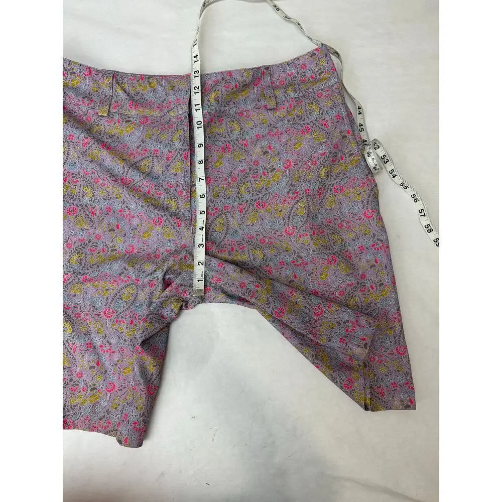 Nike Golf Golf Shorts Fit Dry Floral Paisley Purple Print Bermuda Shorts Size 14